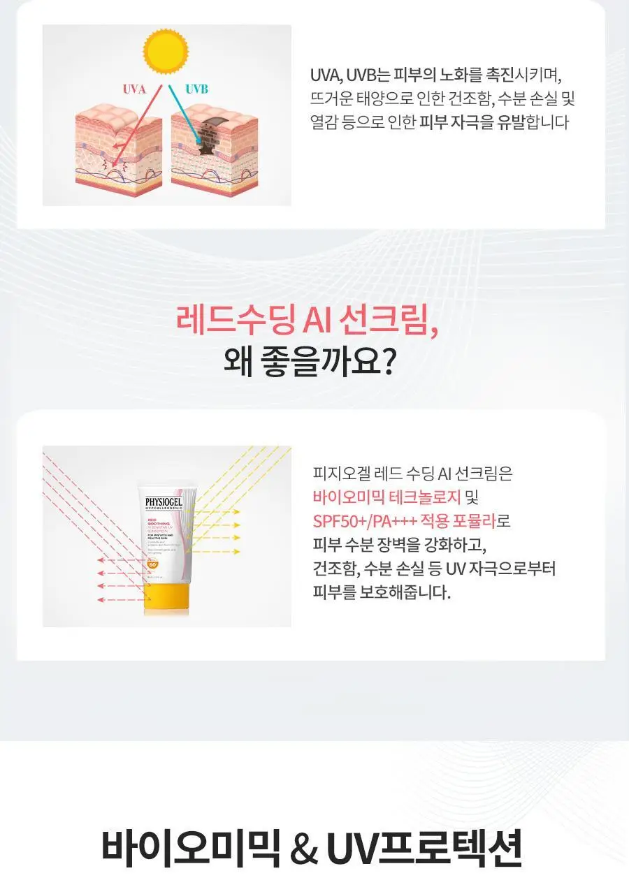[대용량] 피지오겔 레드수딩 AI 센서티브 UV 썬스크린 80ml 대용량 기획 상세페이지 4